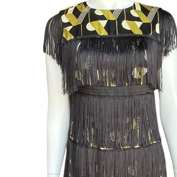 Maggy London Womens Vintage Fringe Silk Cocktail Mini Dress - Picture 8 of 11